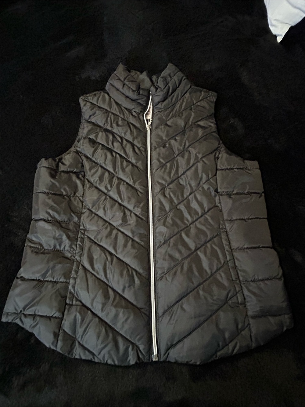 SO Black Quilted Puffer Vest with Silver Zipper